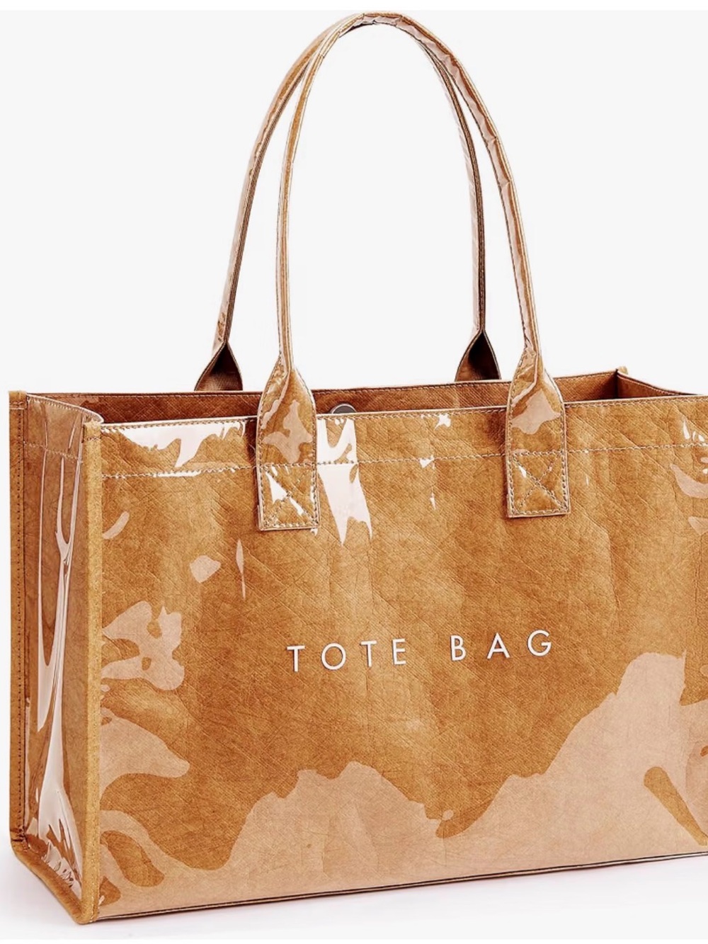Tan Tote Bag with Gloss Finish